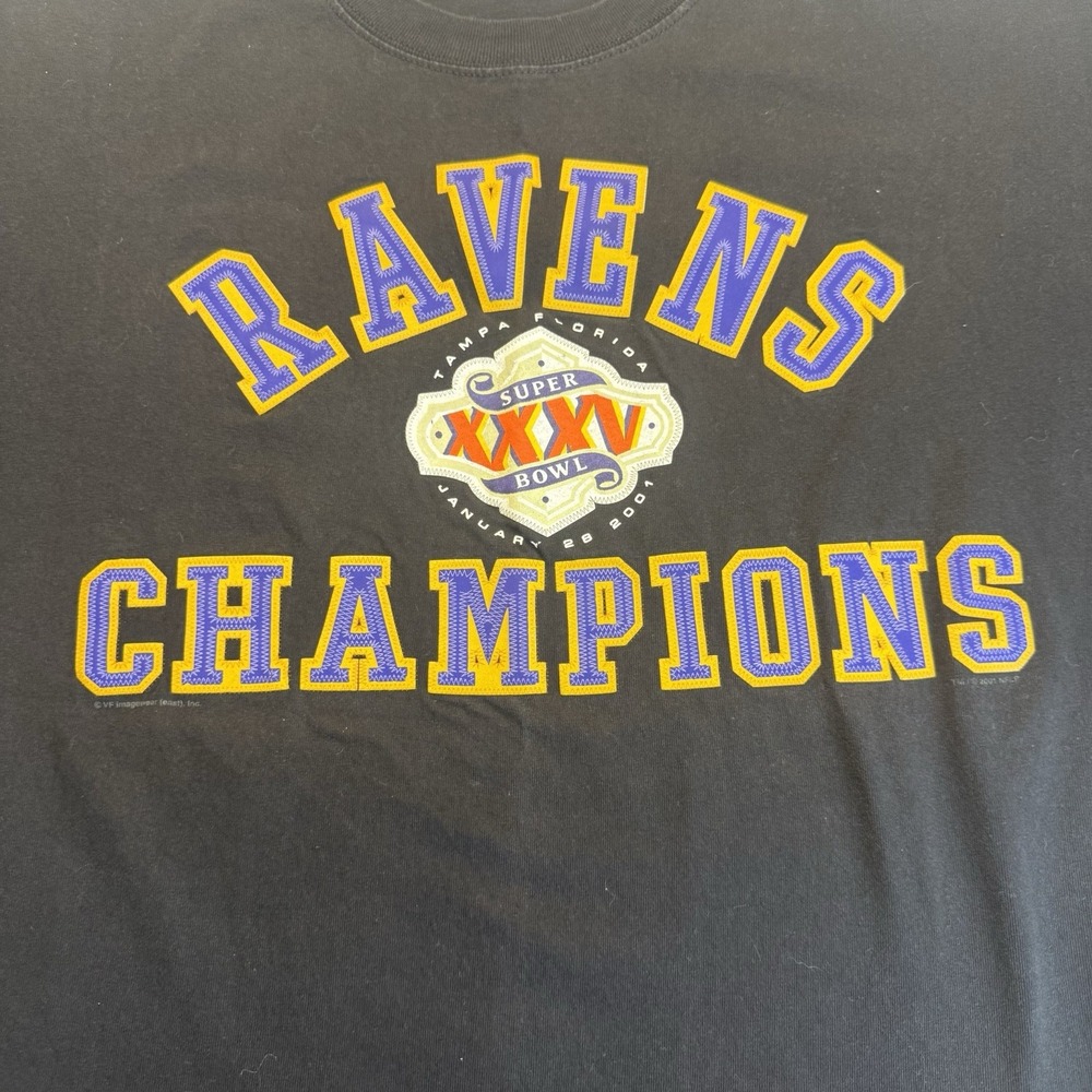 Super Bowl XXXV Champions‎ 2001 Baltimore Ravens Mens Shirt 2XL - Picture 6 of 8